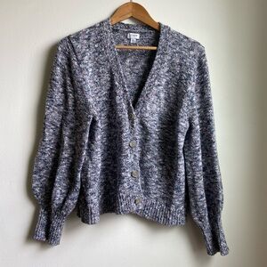 J Crew Textured button cardigan sweater (Sz XL) Pink & Blue Cozy Chunky